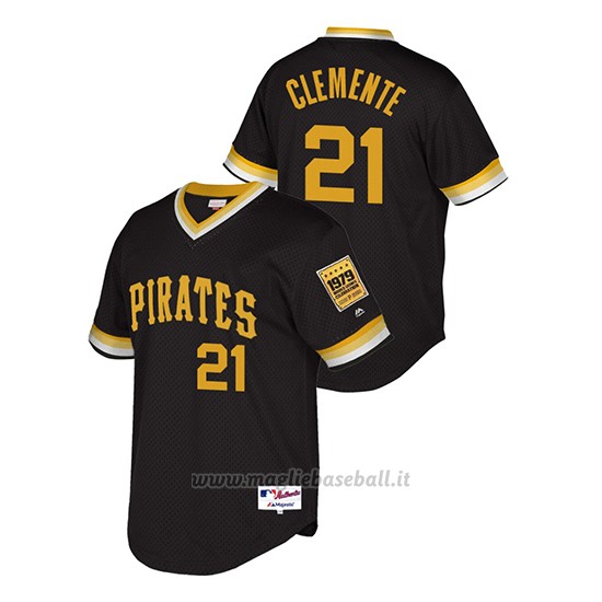 Maglia Baseball Hombre Pittsburgh Pirates 21 Roberto Clemente Throwback 1979 World Series Nero